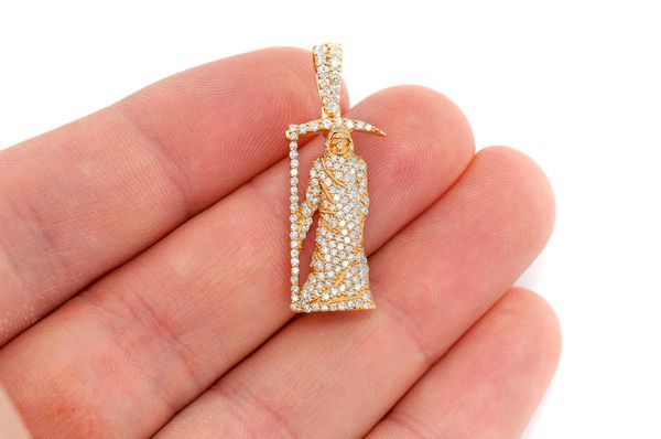 Grim Reaper Diamond Pendant 14k Solid Gold 1.00ctw