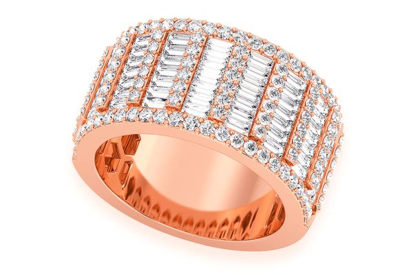 Super Baguette & Round Diamond Band 14k Solid Gold 2.75ctw 