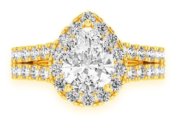 Sphinx - 1.50ct Pear Solitaire - Two Row Split Scallop - Diamond Engagement Ring - All Natural