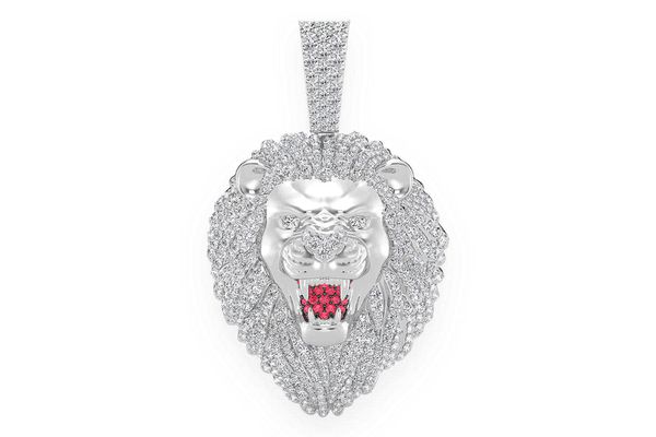 Roaring Lion Diamond Pendant 14k Solid Gold 3.20ctw