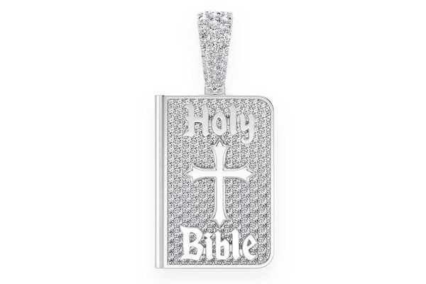 Bible Book Diamond Pendant 14k Solid Gold 1.50ctw