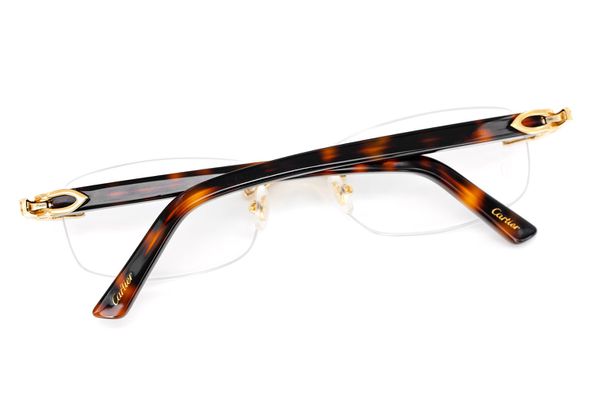 Cartier Glasses Iced Out Diamonds - Brown - 1.62ctw - Yellow Gold