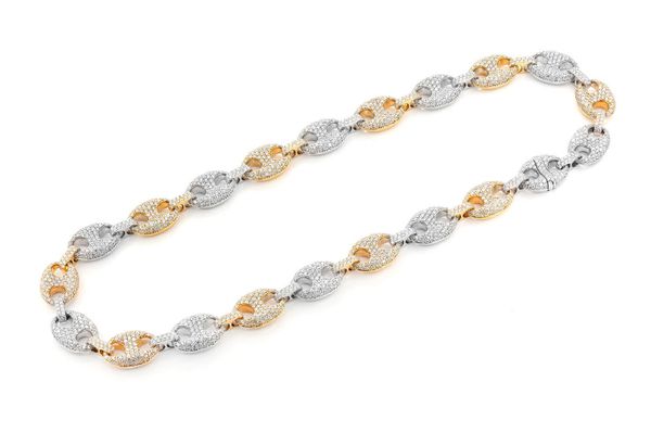 14MM Mariner Link Diamond Chain 14k Solid Gold 34.10ctw