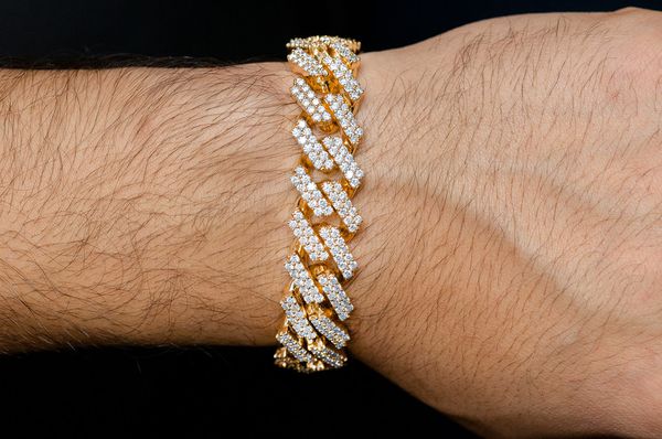 17MM Raised Miami Cuban Link Diamond Bracelet 14k Solid Gold 16.50ctw