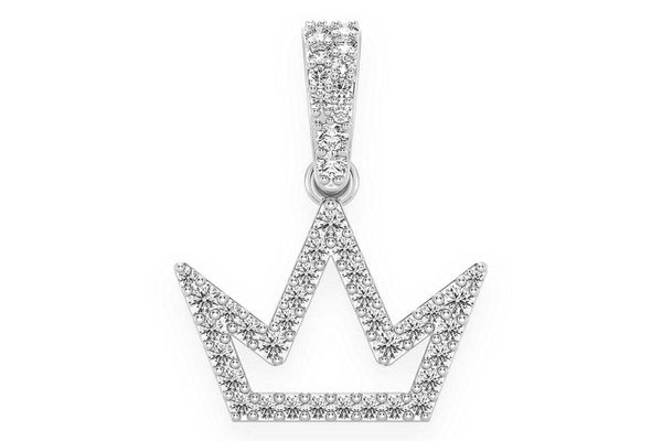 Open Silhouette Crown Diamond Pendant 14k Solid Gold 0.25ctw