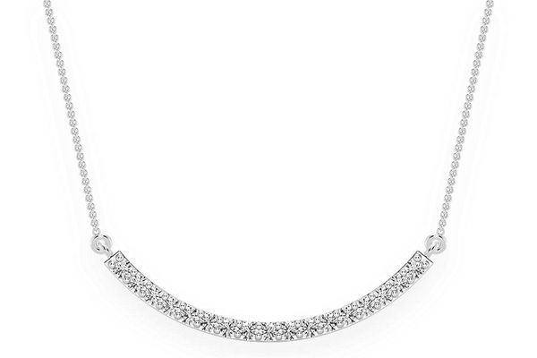 Curved Bar Diamond Necklace Connected 14k Solid Gold 0.15ctw