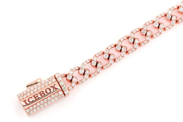 6MM Diamond Curb Link Bracelet 14k Solid Gold 4ctw