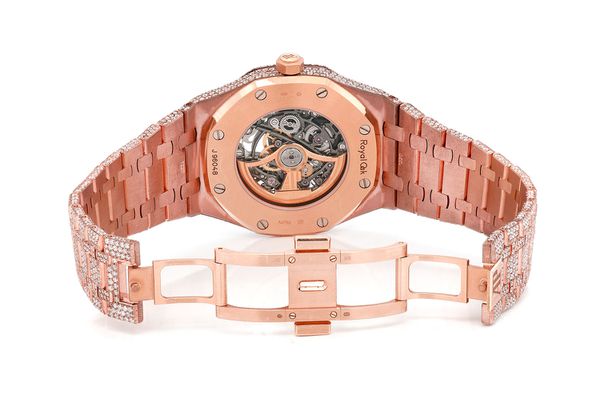 Audemars Piguet Royal Oak Skeleton 41MM 18k Rose Gold - Fully Iced Out