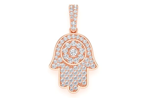 Hamsa Diamond Pendant 14k Solid Gold 0.45ctw