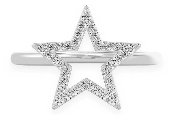 Open Star Diamond Ring 14k Solid Gold 0.15ctw