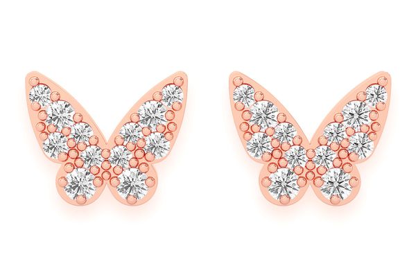 Butterfly Stud Diamond Earrings 14k Solid Gold 0.15ctw