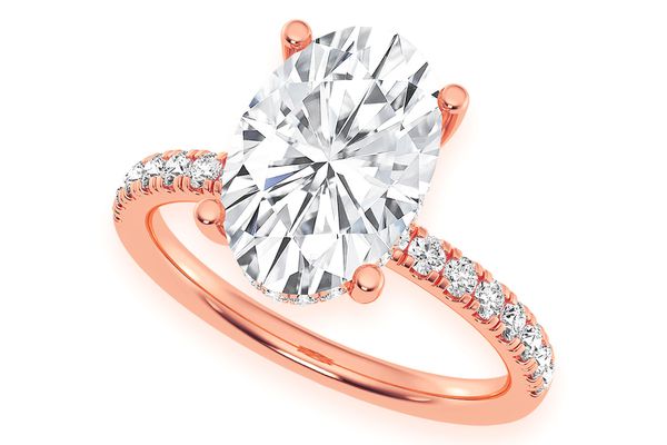 Thinn - 3.00ct Oval Solitaire - One Row Under Halo - Diamond Engagement Ring - All Natural Vs Diamonds