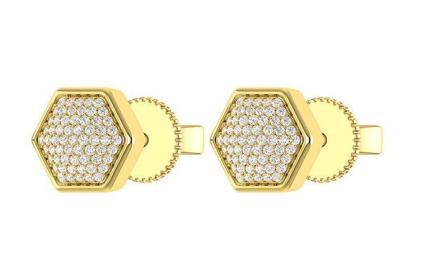 Hexagon Cluster Diamond Stud Earrings 14k Solid Gold 0.20ctw 