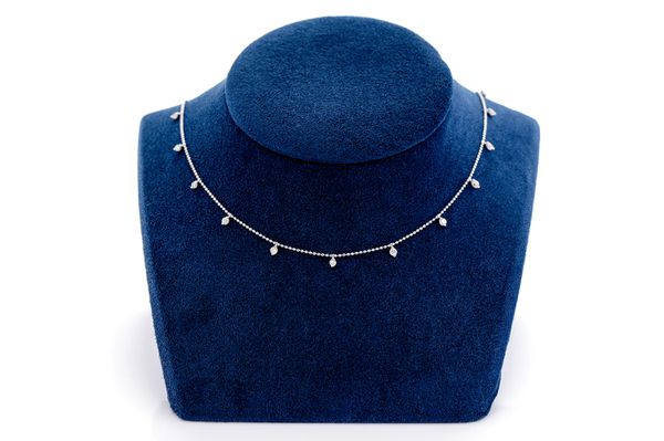 13 Stone Diamond Necklace 14k Solid Gold 0.50ctw