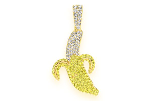 Banana Peel Diamond Pendant 14k Solid Gold 1.20ctw