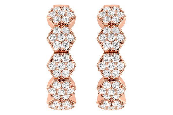 Hexagon Diamond Hoop Earrings 14k Solid Gold 0.30ctw 