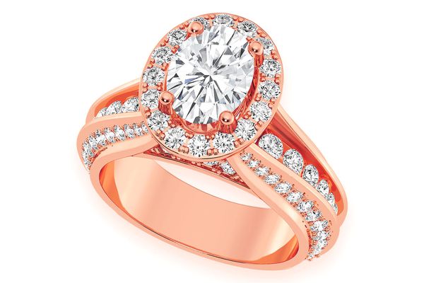 Monst - 1.00ct Oval Solitaire - Three Row Graduated Split Halo - Diamond Engagement Ring - All Natural Vs Diamonds