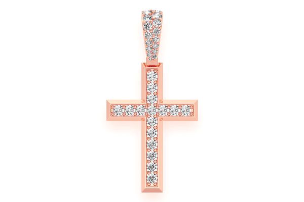 Angled Cross Diamond Pendant 14k Solid Gold 1.15ctw