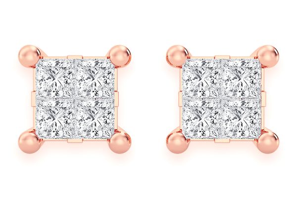 0.75ctw Quad Stud Diamond Earrings 14k Solid Gold 