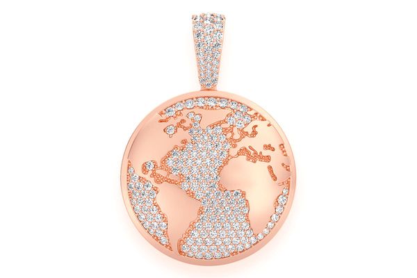 Globe Diamond Pendant 14k Solid Gold 1.33ctw