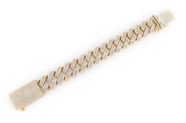 21MM Raised Baguette Miami Cuban Link Diamond Bracelet 14k Solid Gold 23.75ctw