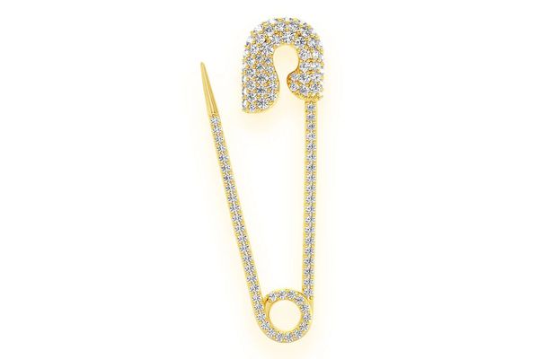 Safety Pin Diamond Pendant 14k Solid Gold 0.80ctw