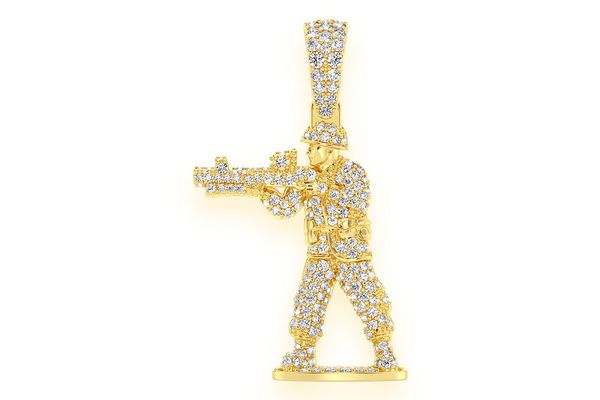 Toy Soldier Diamond Pendant 14k Solid Gold 1.00ctw