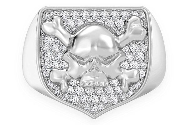 Crossbones Shield Diamond Ring 14k Solid Gold 0.60ctw