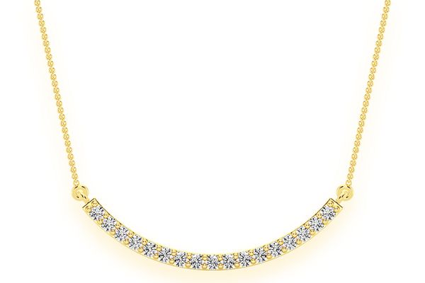 Curved Bar Diamond Necklace Connected 14k Solid Gold 0.15ctw