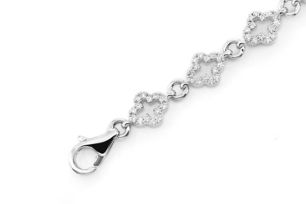 Floral Clover Diamond Bracelet 14k Solid Gold 1.75ctw