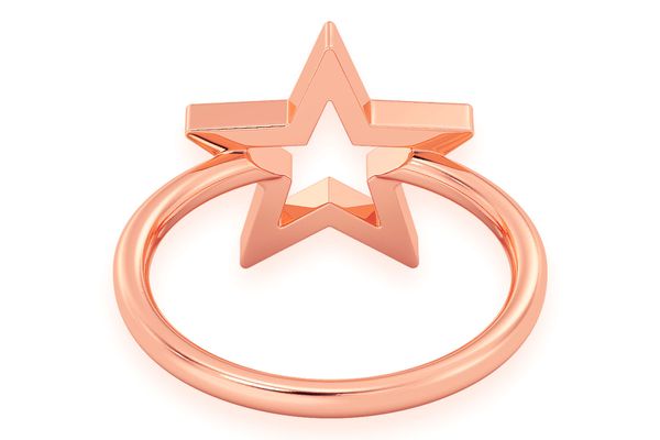 Open Star Diamond Ring 14k Solid Gold 0.15ctw