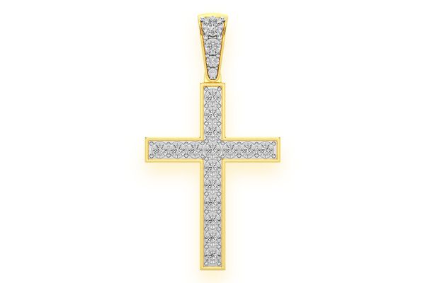 Miracle Set Cross Diamond Pendant 14k Solid Gold 0.35ctw