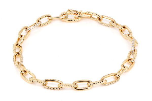 Pave Elongated Rolo Bracelet 14k   .70ctw