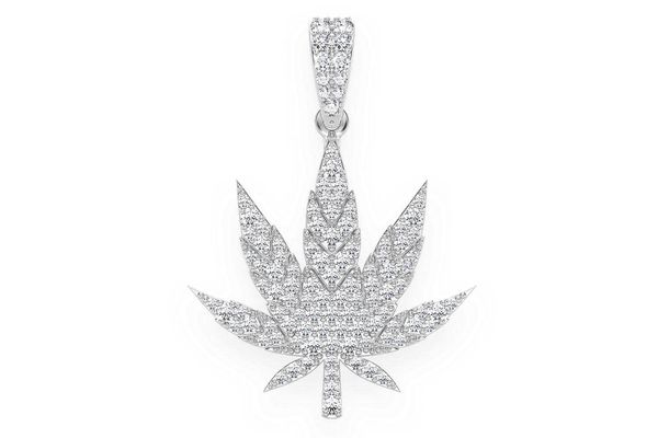 Cannabis Leaf Diamond Pendant 14k Solid Gold 1.60ctw