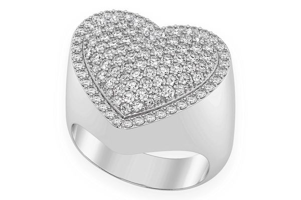 Heart Signet Diamond Ring 14k Solid Gold 1.40ctw