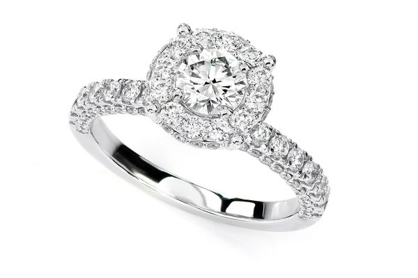 1.50ctw Single Halo Round Deluxe Diamond Engagement Ring- 14k Solid Gold- All Natural