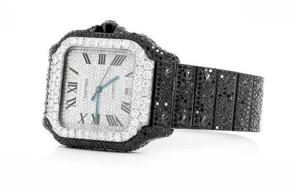 Cartier Santos De Cartier Black Diamonds 40MM Steel 20.00ctw