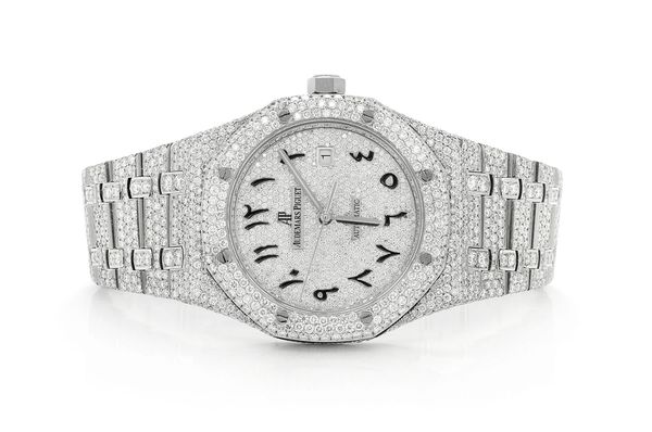 Custom Audemars Piguet Royal Oak Steel - 23.50ctw Fully Iced Out