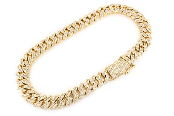 21MM Baguette Miami Cuban Diamond Necklace 14k Solid Gold 59.50ctw