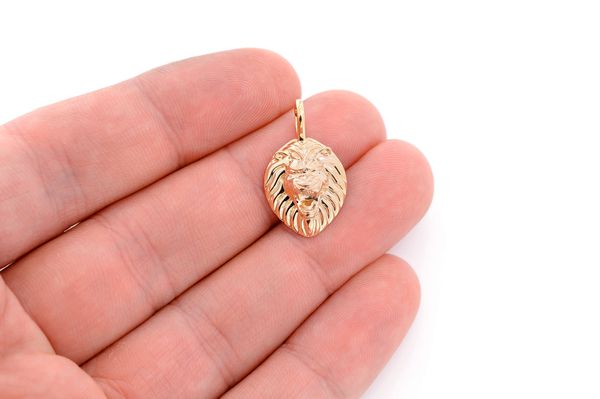 Striped Lion Pendant 14k Solid Gold 