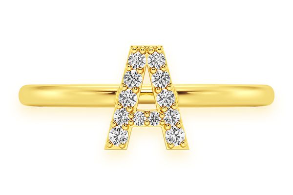 Alphabet Letter Diamond Ring 14k Solid Gold 0.20ctw