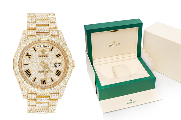 Icebox Rolex Day Date 40MM 18k Yellow Gold 228238 19.89ctw Fully Iced Out