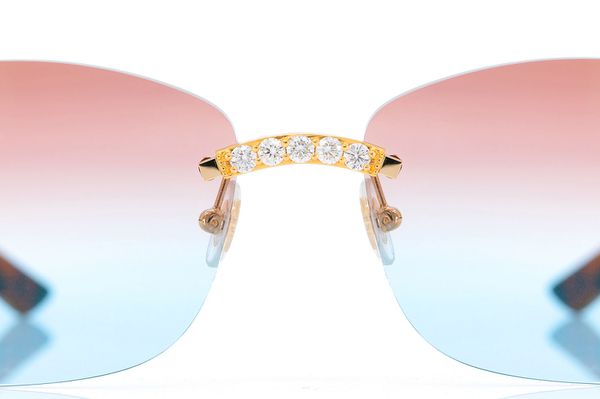 Cartier Glasses Iced Out Diamonds Rimless - Pink Blue Fade Lens - 3.00ctw