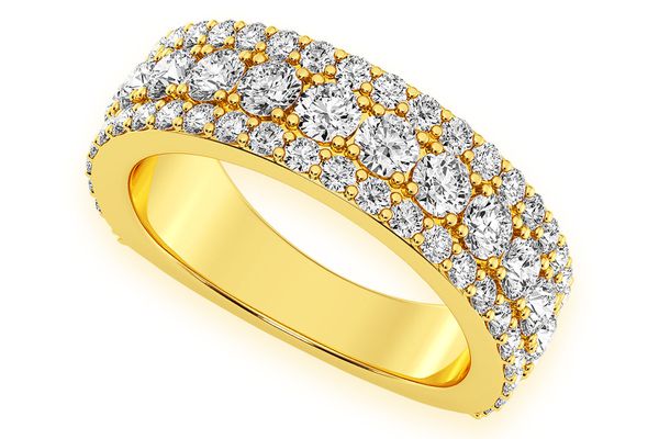 Three Row Flat Diamond Band 14k Solid Gold 1.40ctw