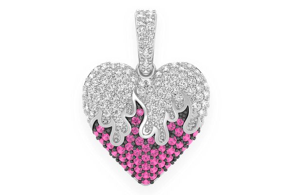 Flame Heart Ruby & Diamond Pendant 14k Solid Gold 0.75ctw