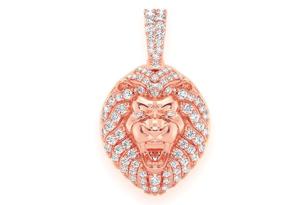 Lion Head Diamond Pendant 14k Solid Gold .50ctw