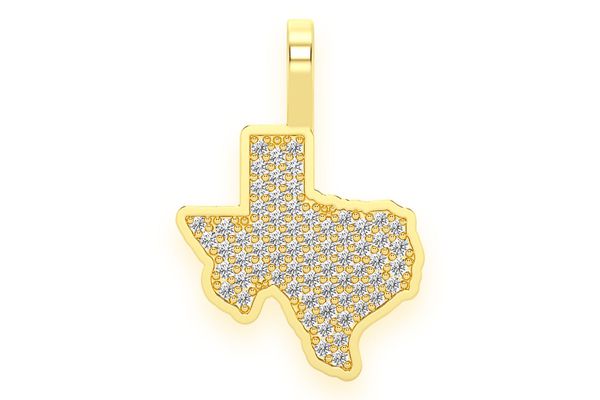 Texas State Diamond Pendant 14k Yellow Gold 0.25ctw