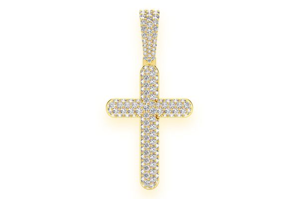 Bubbly Cross Diamond Pendant 14k Solid Gold 1.10ctw