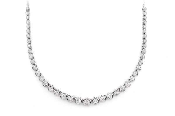 Graduated Miracle Set Bezel Diamond Tennis Necklace 14k Solid Gold 0.85ctw