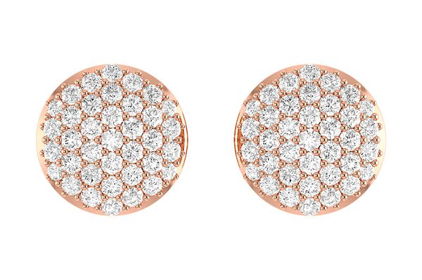 Dome Diamond Stud Earrings 14k Solid Gold 0.50ctw